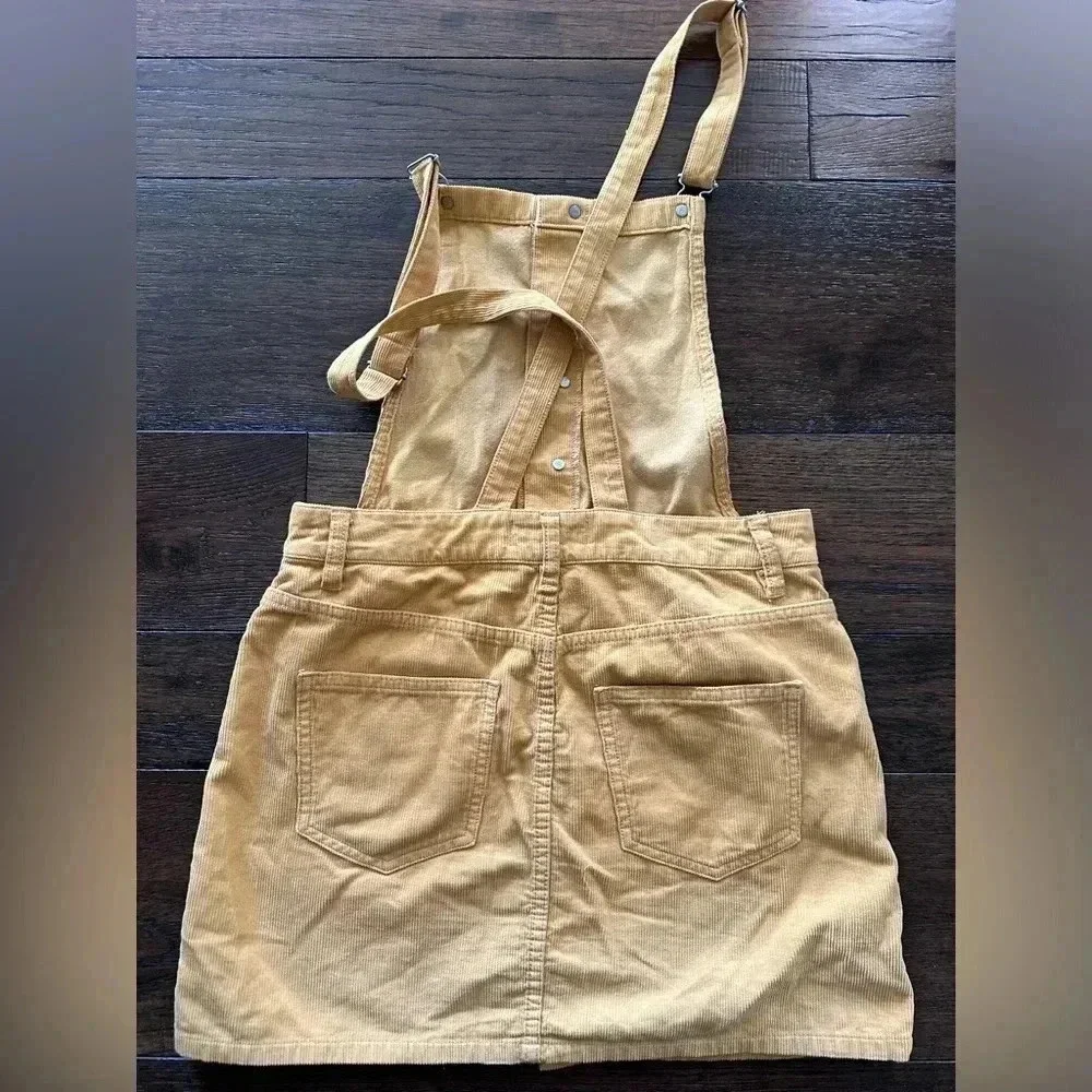 Pacsun Mustard Yellow Corduroy Skirt Bibs- size Medium